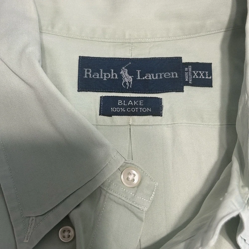 Polo Ralph Lauren Shirt Adult 2XL Light Green Blake‎  Linen Short Sleeve